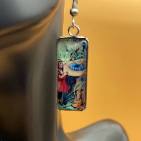 Victorian Girl and Caterpillar Mushroom Earrings, NWOT, For Bundle Purchases - Picture 2 of 5